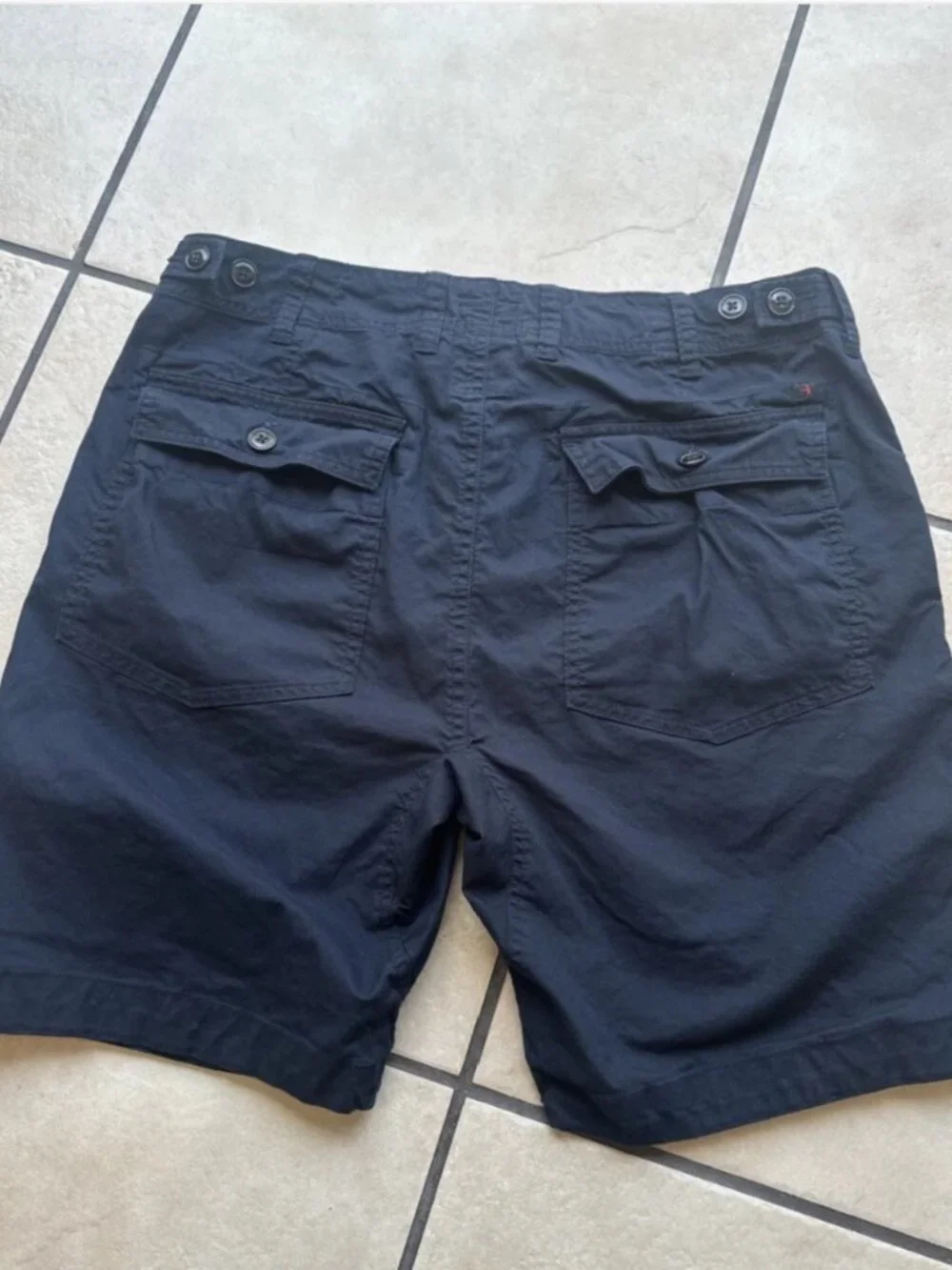 Relwen Mens Navy Blue Chino Shorts Size 34 Utility Panel Stretch Cotton 121082